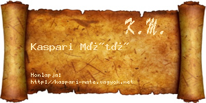 Kaspari Máté névjegykártya